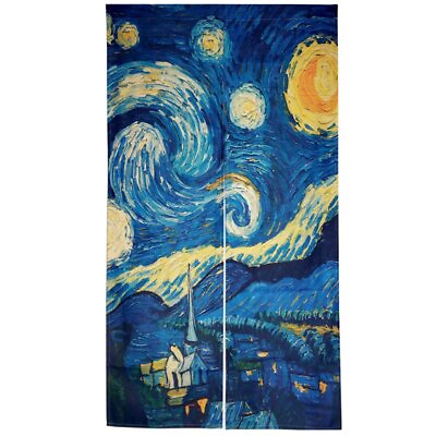 #ad Doorway Curtain Japanese Noren Curtain Tapestry The Starry Night Door Way Curtai $39.00