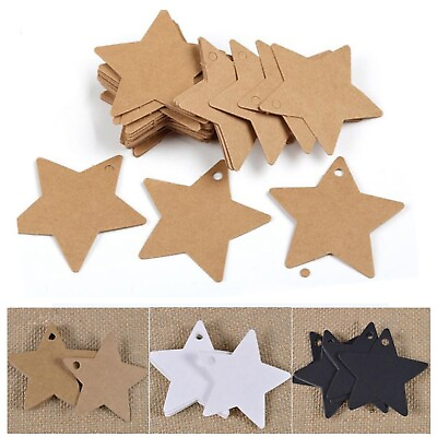 #ad 100 Blank Kraft Paper Hang Tags Price Gift Cards Star 60mm Wedding Favor Label $3.99