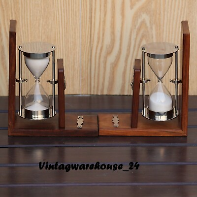#ad #ad Antique Bookends ANTIQUE SAND TIMER Brass Bronze Finish Replica#x27;s gift items $64.74
