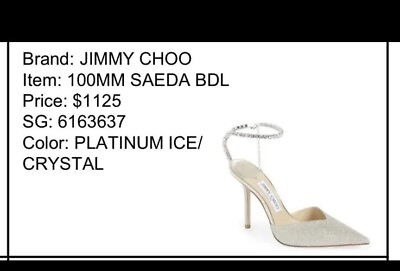 #ad Jimmy Choo Women#x27;s Saeda 100 Platinum Ice w Crystals Retail $1125 $699.99