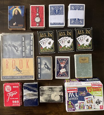 #ad Lot Vintage And Modern Playing Cards Rook Bicycle Ace Tiger Cheap $9.99