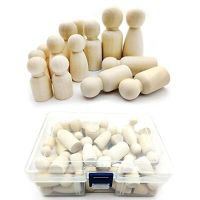 #ad 50 Pcs Wooden Peg Dolls Unfinished Wooden People Wooden Peg People Unpainted ... $21.08