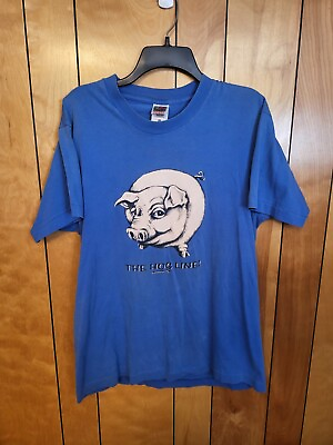 #ad Vintage The Hog Line Shirt LARGE Blue Bubbas BBQ y2k early 00s North Carolina B2 $14.39