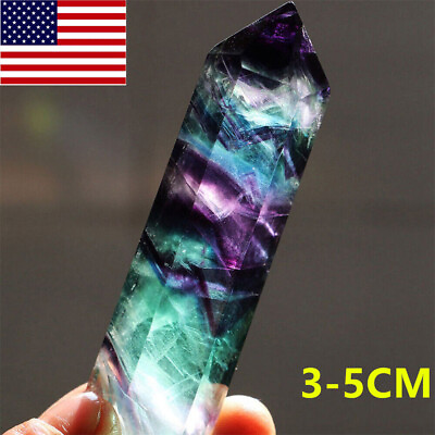 #ad 100% Point Healing Hexagonal Crystal Stone Natural Fluorite Quartz Wand US $4.79