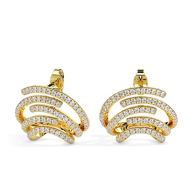 #ad Fashionable Favorites: Stylish 925 Sterling Silver Gold Plated Stud Earrings $39.82