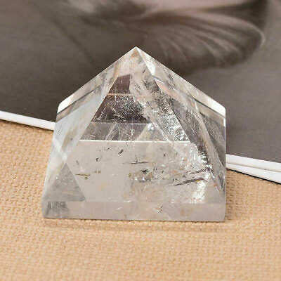 #ad Natural White Clear Crystal Pyramid Quartz Stone Point Chakra Reiki Rock Obelisk $9.79