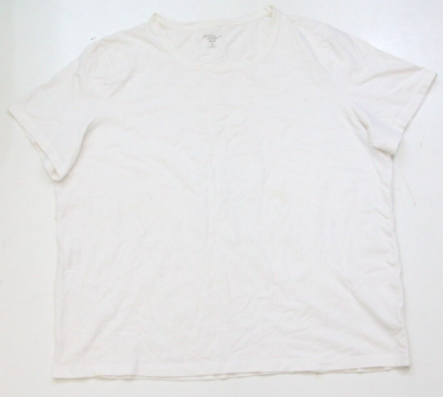 #ad GNW White Short Sleeve Crewneck Tee T Shirt 2X XXL Woman#x27;s Cotton Spandex JKT147 $14.99