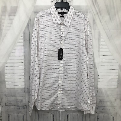 #ad Michael Kors Size XL White Wine Slim Fit Stretch Dress Shirt Long Sleeve B28 $40.00