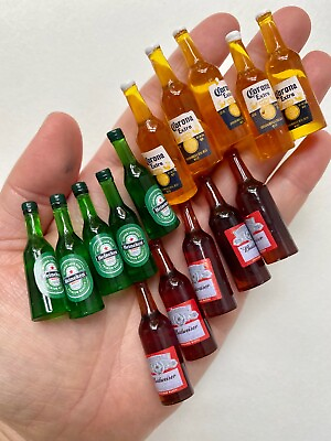 #ad lot 15 pcs 1:6 Dollhouse Miniature Drink Beer Alcohol Liquor Bottle Bud Corona $12.99