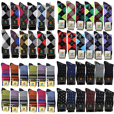 #ad Lot 6 12 Cotton Mens Funny Colorful Novelty Business Wedding Casual Dress Socks $18.95