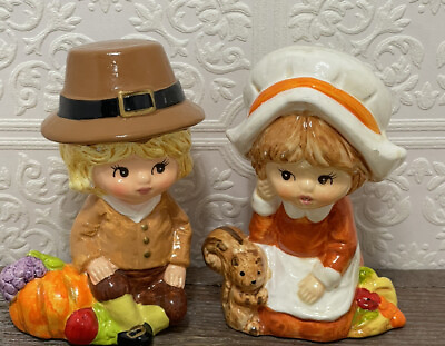 #ad Boy Girl Pilgrim Thanksgiving Star Figurines Holiday Decor Pumpkin Squirrel $19.50