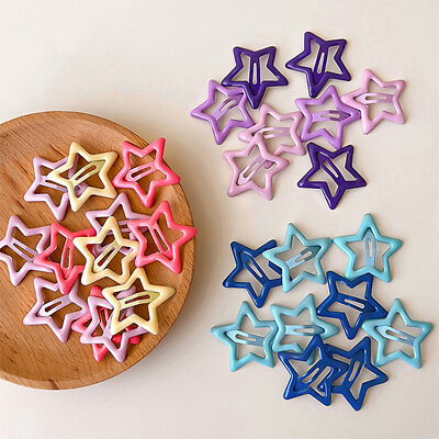 #ad 5PCS Sweet Cute Color Star BB Clips Cool Snap Hairpins Side Hair Clip Barrettes $1.50
