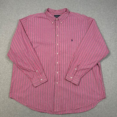 #ad polo ralph lauren shirt mens 4xlt pink striped long sleeve button down Oxford $29.99