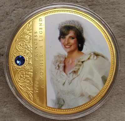 #ad AMERICAN MINT PORTRAIT OF PRINCESS DIANA PLATED 24K GOLD SWAROVSKI PROOF TP 3091 $24.95
