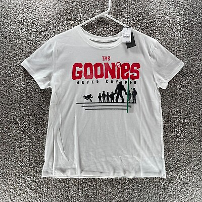 #ad New The Goonies Movie Shirt Womens Medium White Short Sleeve Never Say Die NWT $7.48