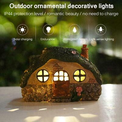 #ad Solar Powered Decor Fairy House Statue LED Lawn Yard Light Outdoor Garden Decor C $33.17