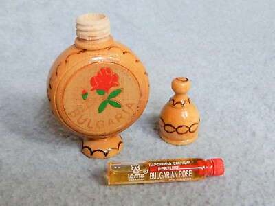 #ad #ad Bulgarian Rose Oil Perfume in Handmade Wood Folk Art Container early 2000s $17.75