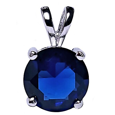 #ad 1.25 ct. Sapphire Solitaire Pendant Necklace in Sterling Silver $46.55
