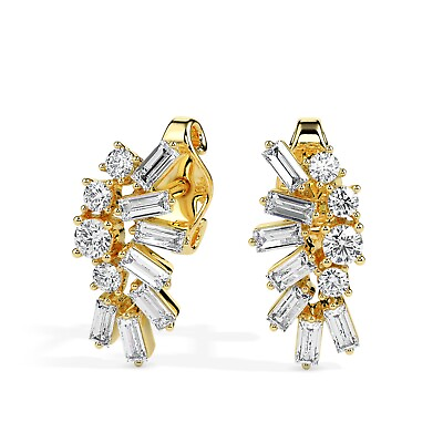 #ad Lustrous Fusion: Stylish 925 Silver Earrings with Subtle Gold Plating $15.44