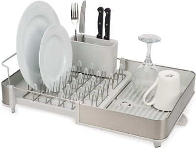 #ad Steel Expandable Dish Drainer Rack with Removable Cutlery Holder $53.11