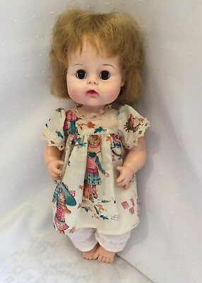 #ad Vtg 1965 Madame Alexander 13” SWEET TEARS Baby Doll Holly Hobbie Dress Bottle $47.99