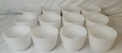 #ad 12 Federal Heat Proof Custard Pudding Cups Atomic White Milk Glass Dessert Cups. $35.00