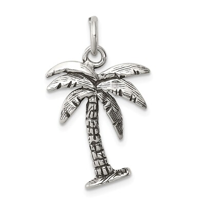 #ad Sterling Silver 3D Antiqued Palm Tree Pendant $36.98