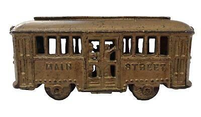 #ad A. C. Williams Main Street trolley car cast iron bank Rare Without Passengers $298.00