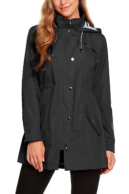 #ad ZHENWEI Women Lightweight Waterproof Hooded Raincoat Solid Windproof Rain Jacket $27.74