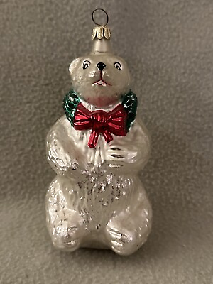 #ad Christopher Radko 5.5” Tall White Polar Bear Vintage Christmas Ornament $48.00
