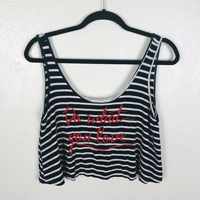 #ad Love Tree Size Large Crop Tank Top Blue Navy Red White Do What You Love Nautical $5.40