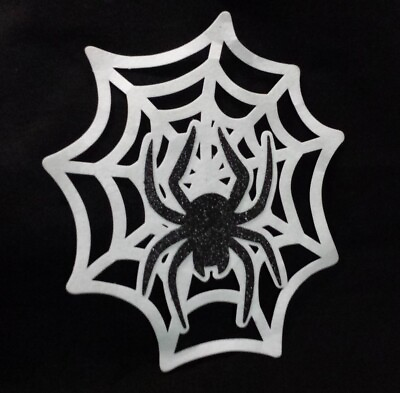 #ad Halloween Cutout Spider Web 17quot; Felt Glitter Black Spider Party Wall Decorations $8.00