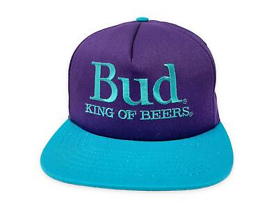 #ad Vintage Budweiser Hat 90s Snapback Cap Bud Light King of Beers B1 $46.74