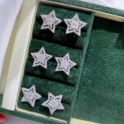 #ad Gorgeous Cubic Zircon Jewelry Star Anniversary 925 Silver Stud Earring A Pair C $3.02
