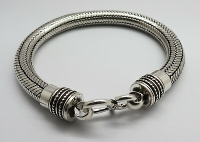 #ad 20 cm Long 925 Sterling Silver Bracelet Bali Silver Snake Chain 8mm Round $306.00