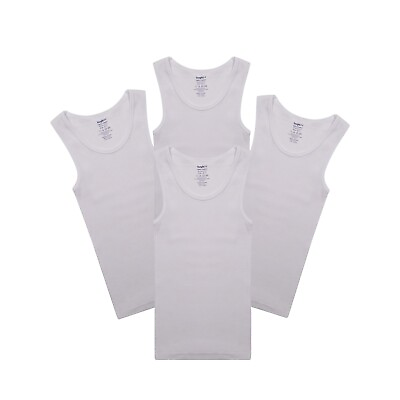 #ad Buyless Fashion Boys Tagless Undershirts Tank Top White Soft Cotton Pack of 4 $21.97