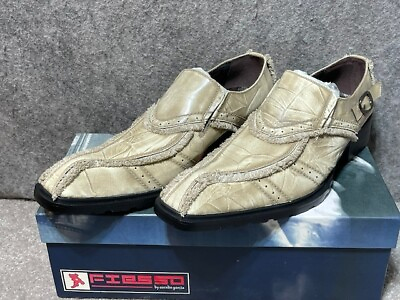#ad Fiesso by Aurelio Garcia Genuine Leather Shoes Mens 7 FI6415 Brogue Almond Brown $27.89
