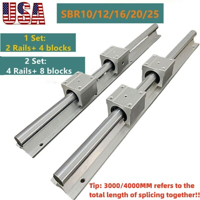 #ad 2PCS SBR12 16 20 25 Linear Rail Guidesbr12 16 20UU Bearing Block 200MM 4000MM $195.00