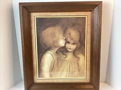 #ad Margaret Kane A Little Kiss First Kiss Print Boy Kissing Girl MCM BIG EYES $100.00