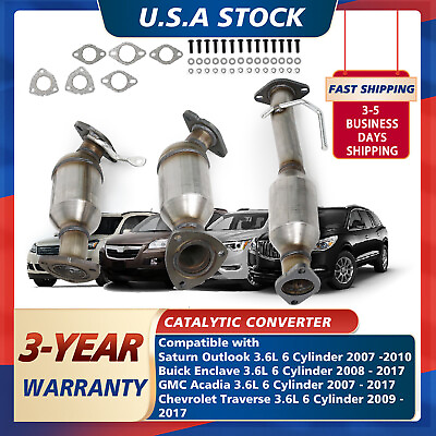 #ad 3.6L Catalytic Converter 3PCS For 09 17 Buick Enclave Chevy Traverse GMC Acadia $106.99