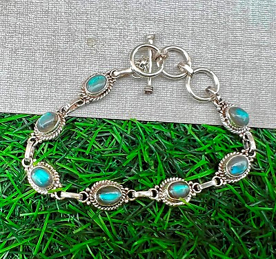 #ad Labradorite Bracelet 925 Sterling Silver Bracelet Gemstone Bracelet MO85 $14.01