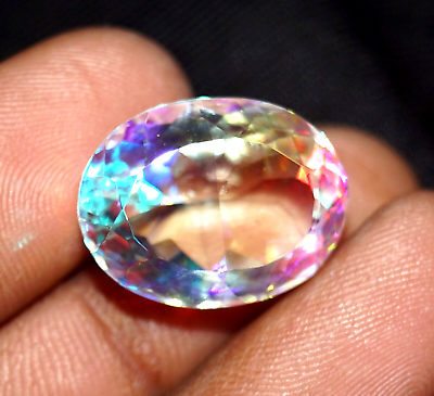 #ad Certified 17.50 Ct Natural Oval Cut Rainbow Color Mystic Quartz Loose Gemstone $25.99