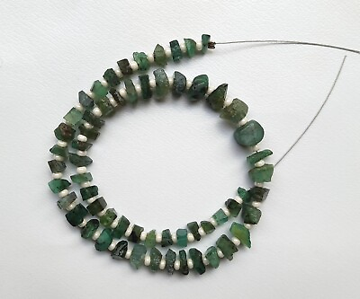 #ad 30 PCs Natural Emerald Rough Beads 6 8mm Raw Emerald Stone Beads Uncut Beads GEM $26.99