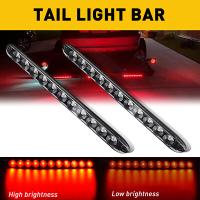 #ad 2x 15quot; Red 11 LED Sealed Truck Trailer Strip Brake Rear Stop Turn Tail Light Bar $15.99