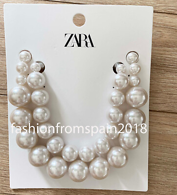 #ad ZARA NEW WOMAN PACK OF 2 FAUX PEARL NECKLACES 4548 002 $46.48