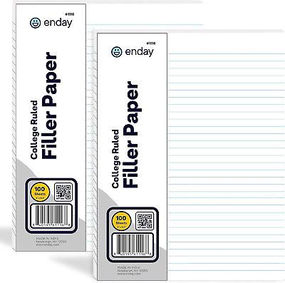 #ad College Ruled 3 Hole Punched Filler Paper 100 Sheets Per Pack Lined White Pape $14.49