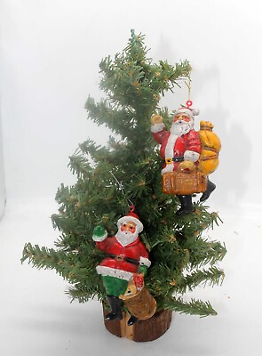 Vintage Christmas Plastic Blow Mold Old World Santa Claus Ornaments Set of Two $10.00
