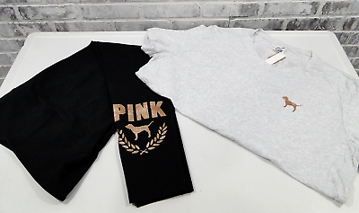 PINK Victorias Secret Bling Campus Tee XLRose Gold High Legging LSet New $96.25