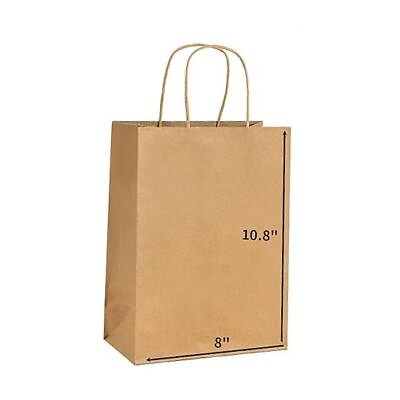 #ad 100 Pack 8x4.5x10.8 Inch Medium Paper Gift Bags 1 Count Pack of 100 Brown $30.24