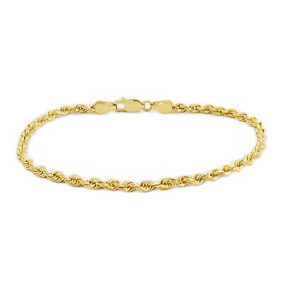 #ad 14K Yellow Gold 2.5mm Diamond Cut Rope Chain Link Bracelet Mens Womens 7quot; 8quot; 9quot; $114.27